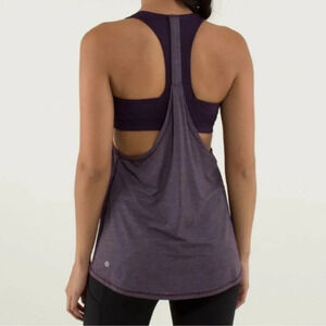 Lululemon 2 In Run Racerback Tank Top Attached Sports Bra Purple Size 8 Athletic